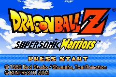 Dragon Ball Z: Supersonic Warriors title screen for GameBoy Advance